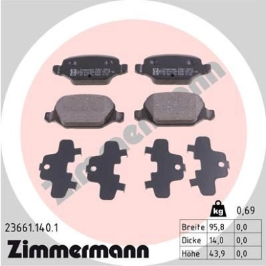 Zimmermann Bremsbelagsatz, Scheibenbremse 23661.140.1