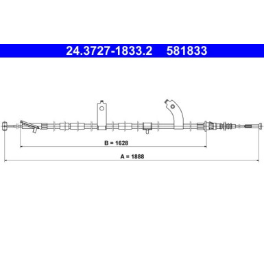 Seilzug, Feststellbremse 24.3727-1833.2 Seilzug, Feststellbremse 24.3727-1833.2