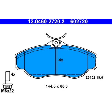ATE Bremsbelagsatz, Scheibenbremse 13.0460-2720.2 ATE Bremsbelagsatz, Scheibenbremse 13.0460-2720.2