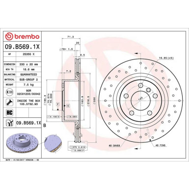 Brembo Bremsscheibe XTRA LINE - Xtra 09.B569.1X Brembo Bremsscheibe XTRA LINE - Xtra 09.B569.1X
