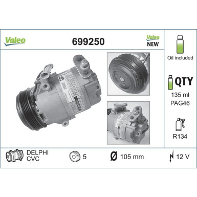 Valeo Kompressor, Klimaanlage VALEO CORE-FLEX 699250