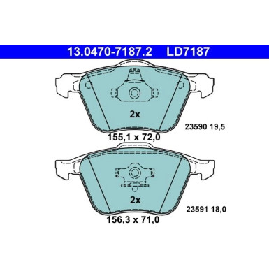 Bremsbelagsatz, Scheibenbremse ATE Ceramic 13.0470-7187.2 Bremsbelagsatz, Scheibenbremse ATE Ceramic 13.0470-7187.2