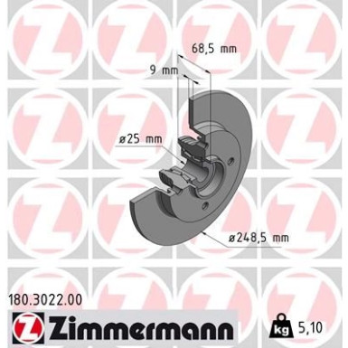 Zimmermann Bremsscheibe 180.3022.00 Zimmermann Bremsscheibe 180.3022.00