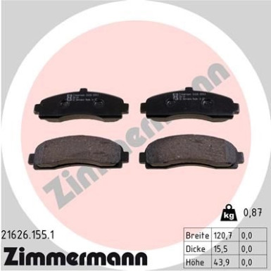 Zimmermann Bremsbelagsatz, Scheibenbremse 21626.155.1 Zimmermann Bremsbelagsatz, Scheibenbremse 21626.155.1