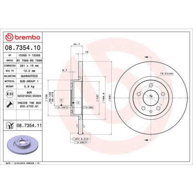 Brembo Bremsscheibe PRIME LINE - UV Coated 08.7354.11