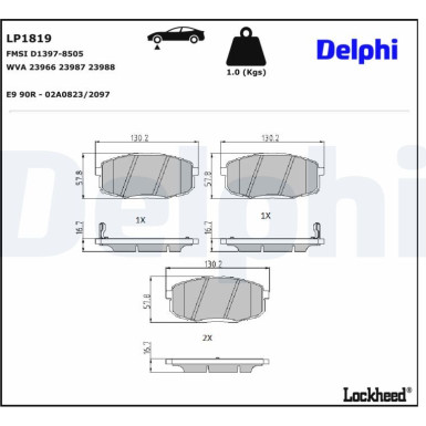 Delphi Bremsbelagsatz, Scheibenbremse LP1819