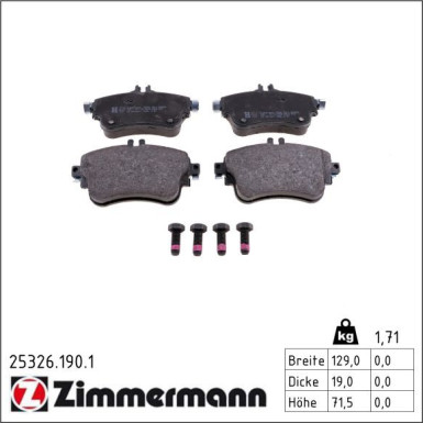 Zimmermann Bremsbelagsatz, Scheibenbremse 25326.190.1 Zimmermann Bremsbelagsatz, Scheibenbremse 25326.190.1