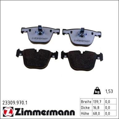 Bremsbelagsatz, Scheibenbremse 23309.970.1 Bremsbelagsatz, Scheibenbremse 23309.970.1