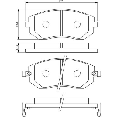 BOSCH Bremsbelagsatz, Scheibenbremse 0 986 494 558