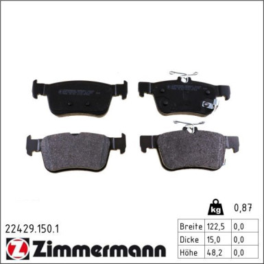 Zimmermann Bremsbelagsatz, Scheibenbremse 22429.150.1