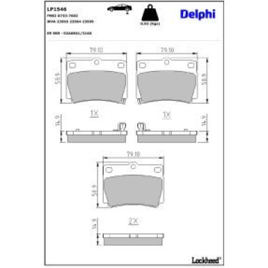 Delphi Bremsbelagsatz, Scheibenbremse LP1546