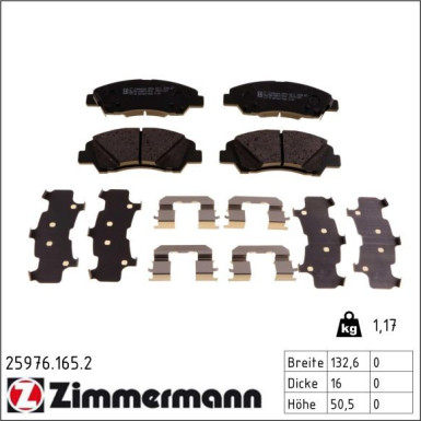 Zimmermann Bremsbelagsatz, Scheibenbremse 25976.165.2