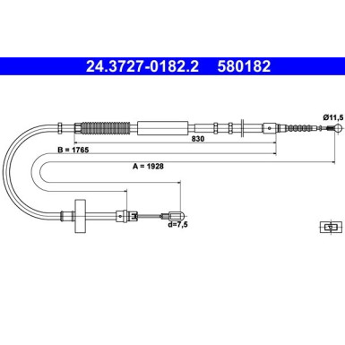 2 x ATE Seilzug, Feststellbremse 24.3727-0182.2
