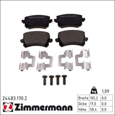 ZIMMERMANN Bremsscheiben Ø282mm + Beläge HINTEN VW Audi Skoda Seat Tiguan Golf (100.3315.20 + 24483.170.2) ZIMMERMANN Bremsscheiben Ø282mm + Beläge HINTEN VW Audi Skoda Seat Tiguan Golf (100.3315.20 + 24483.170.2)