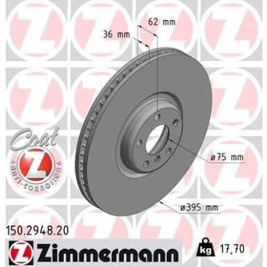 Zimmermann Bremsscheibe Coat Z 150.2948.20