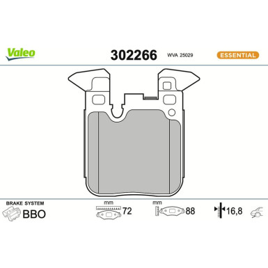 Valeo Bremsbelagsatz, Scheibenbremse ESSENTIAL 302266