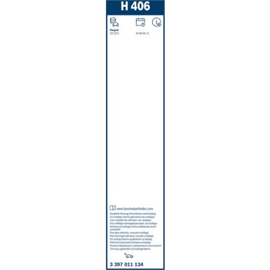 BOSCH H 406 Scheibenwischer Rear 3 397 011 134 BOSCH H 406 Scheibenwischer Rear 3 397 011 134