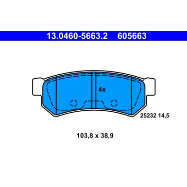 ATE Bremsbelagsatz, Scheibenbremse 13.0460-5663.2 ATE Bremsbelagsatz, Scheibenbremse 13.0460-5663.2