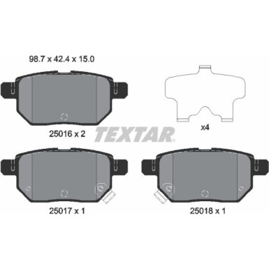 Textar Bremsbelagsatz, Scheibenbremse 2501601 Textar Bremsbelagsatz, Scheibenbremse 2501601