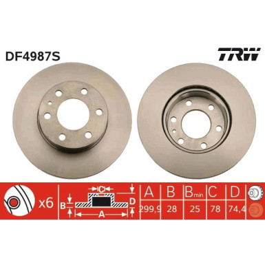 Bremsscheibe TRW SINGLE DF4987S
