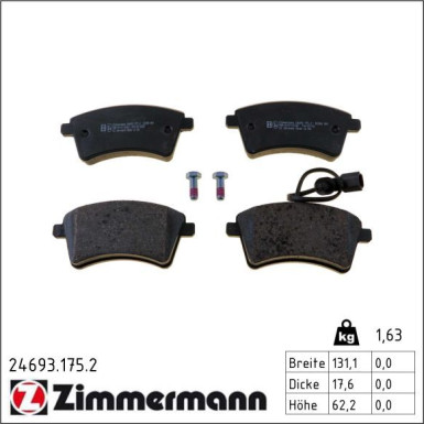 Zimmermann Bremsbelagsatz, Scheibenbremse 24693.175.2 Zimmermann Bremsbelagsatz, Scheibenbremse 24693.175.2
