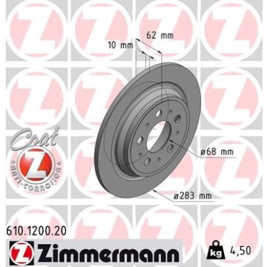 Zimmermann Bremsscheibe Coat Z 610.1200.20 Zimmermann Bremsscheibe Coat Z 610.1200.20