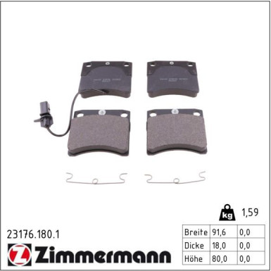 Zimmermann Bremsbelagsatz, Scheibenbremse 23176.180.1 Zimmermann Bremsbelagsatz, Scheibenbremse 23176.180.1