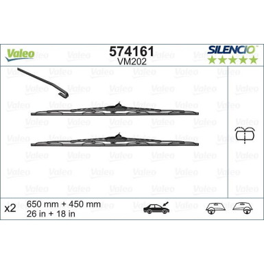 Valeo Wischblatt Scheibenwischer SILENCIO CONVENTIONAL SET 574161