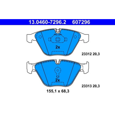 ATE Bremsbelagsatz, Scheibenbremse 13.0460-7296.2 ATE Bremsbelagsatz, Scheibenbremse 13.0460-7296.2