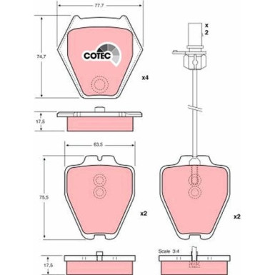 TRW Bremsbelagsatz, Scheibenbremse COTEC GDB1381 TRW Bremsbelagsatz, Scheibenbremse COTEC GDB1381