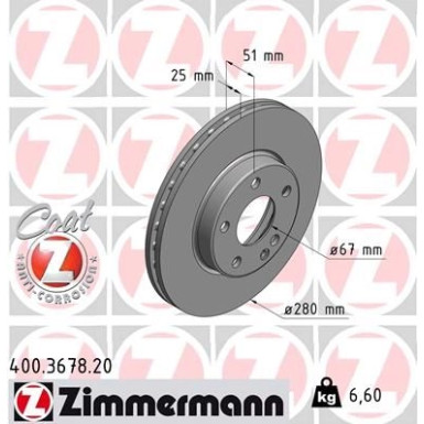 Zimmermann Bremsscheibe Coat Z 400.3678.20
