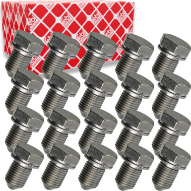 20x FEBI 15374 Verschlussschraube, Ölwanne Stahl, Schlüsselweite: 19, mit Dichtring 20x FEBI 15374 Verschlussschraube, Ölwanne Stahl, Schlüsselweite: 19, mit Dichtring