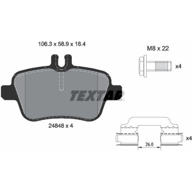 Textar Bremsbelagsatz, Scheibenbremse Q+ 2484805 Textar Bremsbelagsatz, Scheibenbremse Q+ 2484805