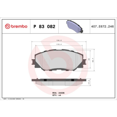 Brembo Bremsbelagsatz, Scheibenbremse PRIME LINE P 83 082 Brembo Bremsbelagsatz, Scheibenbremse PRIME LINE P 83 082