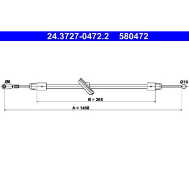 ATE Seilzug, Feststellbremse 24.3727-0472.2 ATE Seilzug, Feststellbremse 24.3727-0472.2