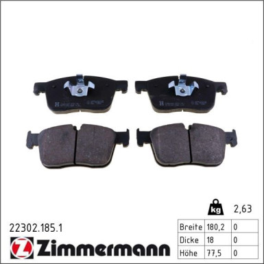 Zimmermann Bremsbelagsatz, Scheibenbremse 22302.185.1