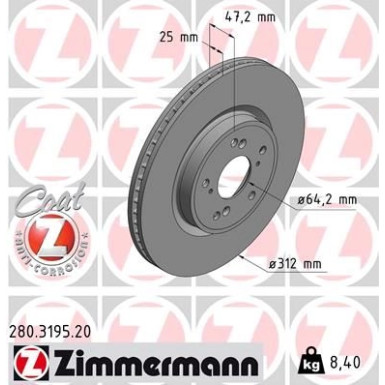 Zimmermann Bremsscheibe Coat Z 280.3195.20 Zimmermann Bremsscheibe Coat Z 280.3195.20