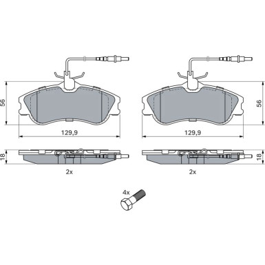 BOSCH Bremsbelagsatz, Scheibenbremse 0 986 424 414