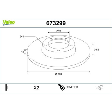 Valeo Bremsscheibe COATED 673299