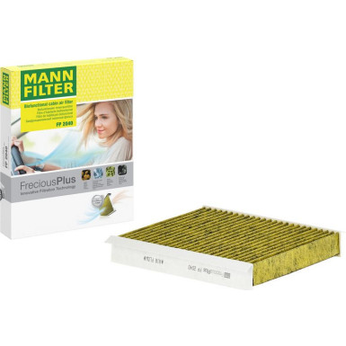 MANN-FILTER FP 2040 Innenraumfilter FreciousPlus Aktivkohlefilter mit Polyphenol, antibakteriell, Feinstaubfilter (PM 2.5)
