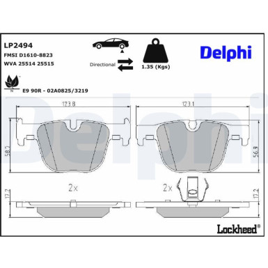Delphi Bremsbelagsatz, Scheibenbremse LP2494 Delphi Bremsbelagsatz, Scheibenbremse LP2494