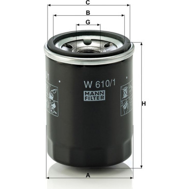 MANN-FILTER W 610/1 Ölfilter 3/4-16 UNF, mit einem Rücklaufsperrventil, Anschraubfilter MANN-FILTER W 610/1 Ölfilter 3/4-16 UNF, mit einem Rücklaufsperrventil, Anschraubfilter