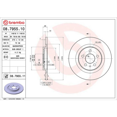 Brembo Bremsscheibe PRIME LINE - UV Coated 08.7955.11 Brembo Bremsscheibe PRIME LINE - UV Coated 08.7955.11