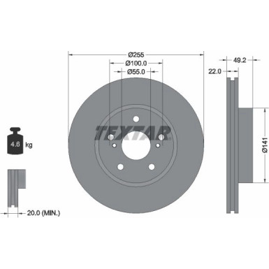 Textar Bremsscheibe PRO 92179503 Textar Bremsscheibe PRO 92179503