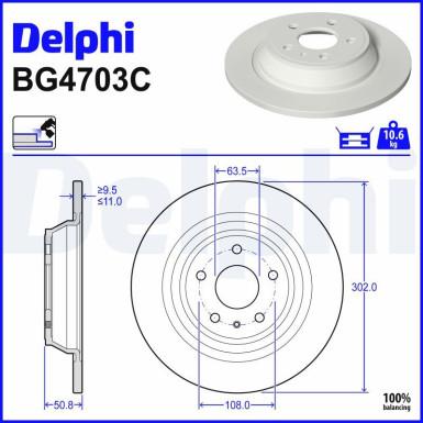 Delphi Bremsscheibe BG4703C Delphi Bremsscheibe BG4703C
