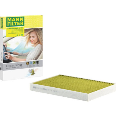 MANN-FILTER FP 31 003 Innenraumfilter FreciousPlus Aktivkohlefilter mit Polyphenol, antibakteriell, Feinstaubfilter (PM 2.5)