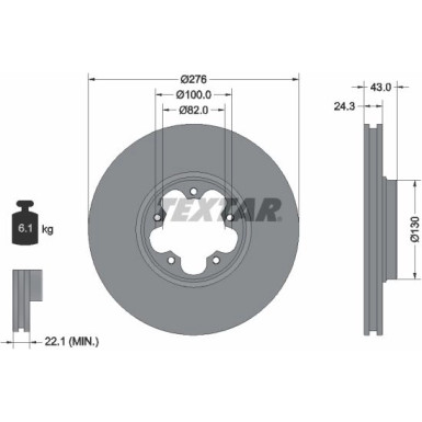 Textar Bremsscheibe PRO 92110003 Textar Bremsscheibe PRO 92110003
