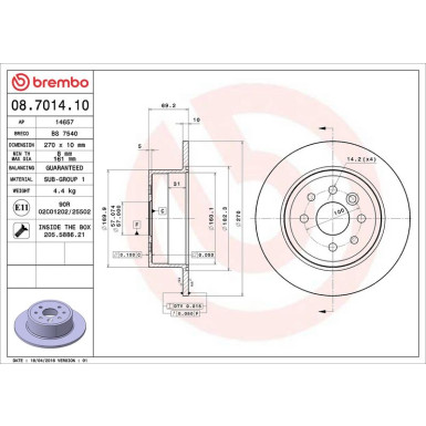 Brembo Bremsscheibe PRIME LINE 08.7014.10 Brembo Bremsscheibe PRIME LINE 08.7014.10