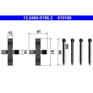ATE Zubehörsatz, Scheibenbremsbelag 13.0460-0186.2 ATE Zubehörsatz, Scheibenbremsbelag 13.0460-0186.2