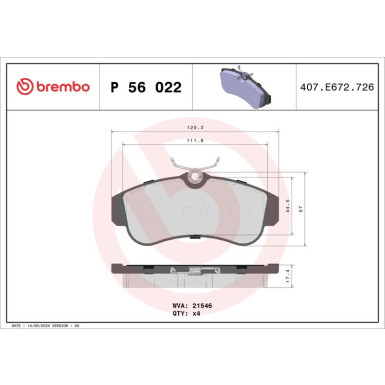 Brembo Bremsbelagsatz, Scheibenbremse PRIME LINE P 56 022 Brembo Bremsbelagsatz, Scheibenbremse PRIME LINE P 56 022